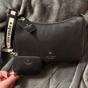 Kate Spade Black Leather Crossbody Bag w/Pouch